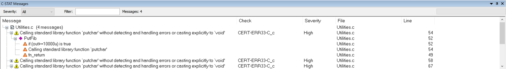 Picture 5 - Code analysis messages